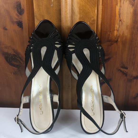 Caparros Black Strappy High Heeled Leather Sole Evening Sandals Glamcore Whimsy - Picture 7 of 17